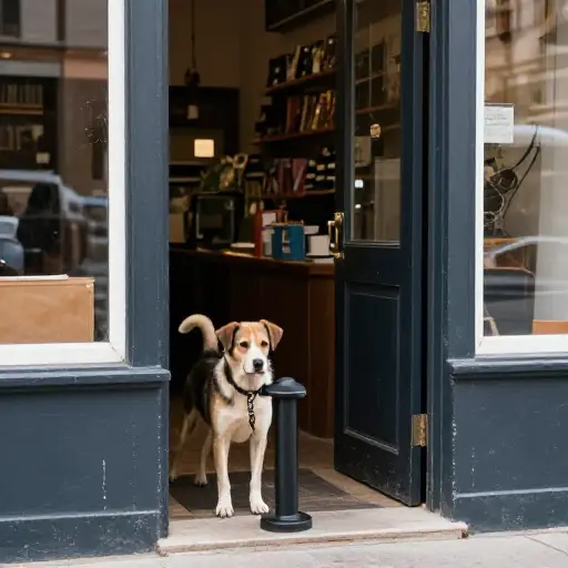 进入商店前，请把您的狗拴在外面。