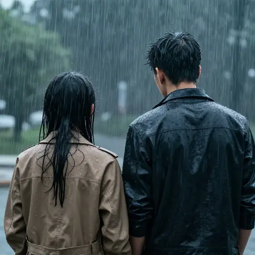 雨下得很大，所以我们浑身湿透了。