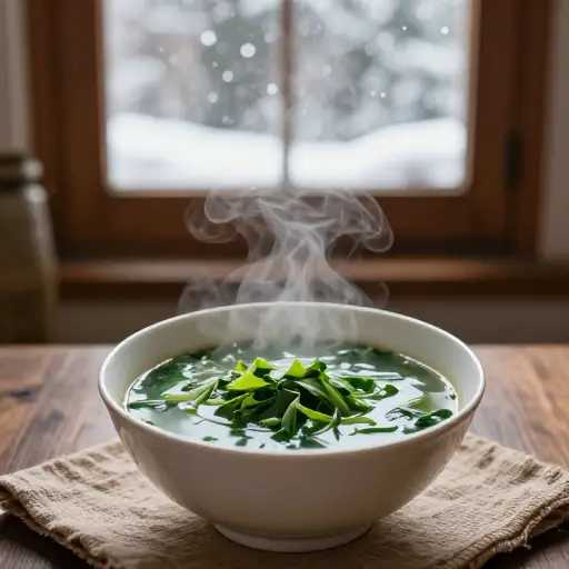 我为寒冷的天气做了一份丰盛的韭葱汤。