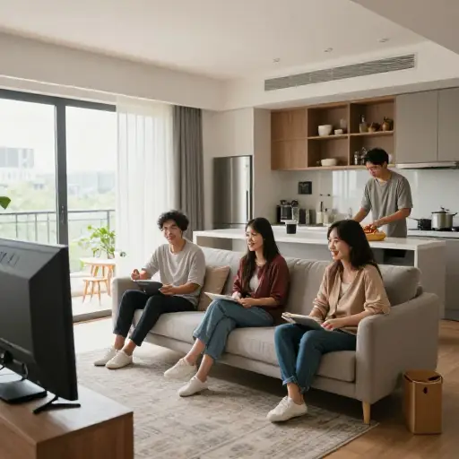 如今许多年轻人住在一起。