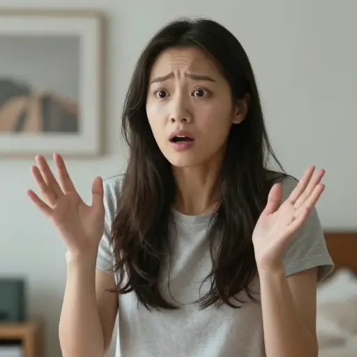 当她听到噪音时，她感到突然的惊慌。