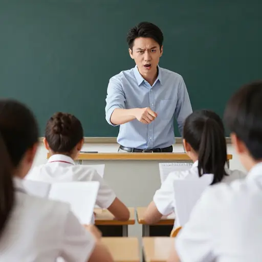 老师因为学生没做作业而愤怒地责骂他们。