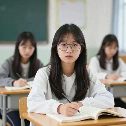 因为她近视，需要坐在教室的前排。
