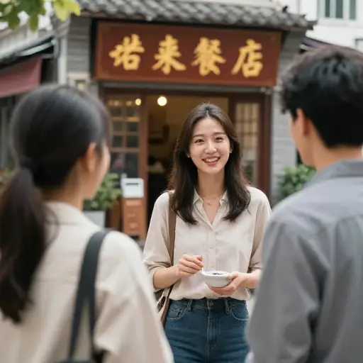 她建议我试试新餐馆。