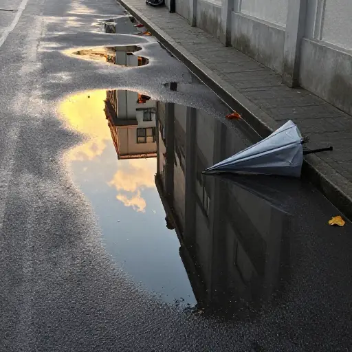 地面很湿，因为雨已经下了整整一个下午。