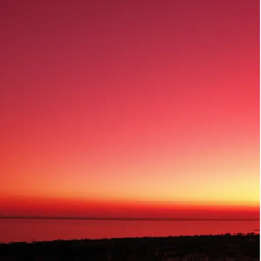 夕阳把天空染成了深红色。