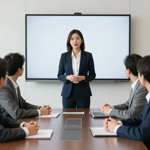 作为团队领导，她在会议上代表所有成员发言。