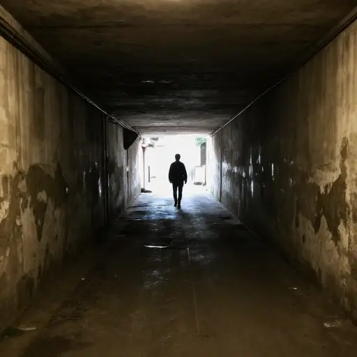 我开始沿着那条狭窄黑暗的地下通道行走。