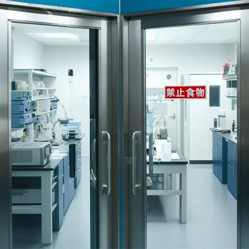 这间实验室严格禁止携带食物进入。