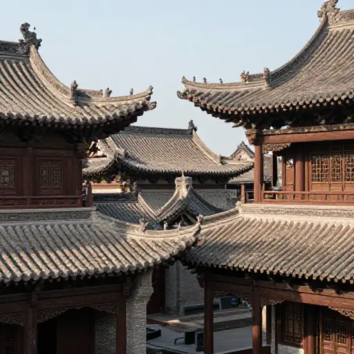 这些建筑完美体现了中国传统建筑风格。