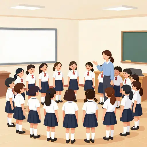 她这学期正在加入学校合唱团。
