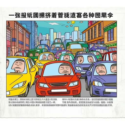 报纸上的这幅漫画巧妙地讽刺了当前的交通问题。