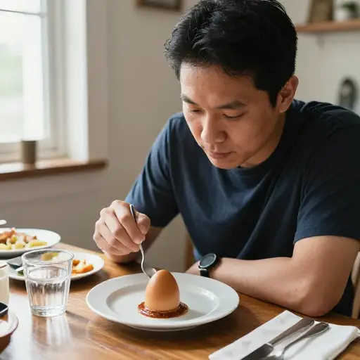 午饭后他吃了一个小巧克力蛋。