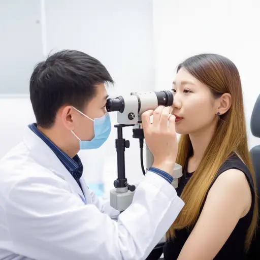 医生检查了他的泪腺管是否堵塞。