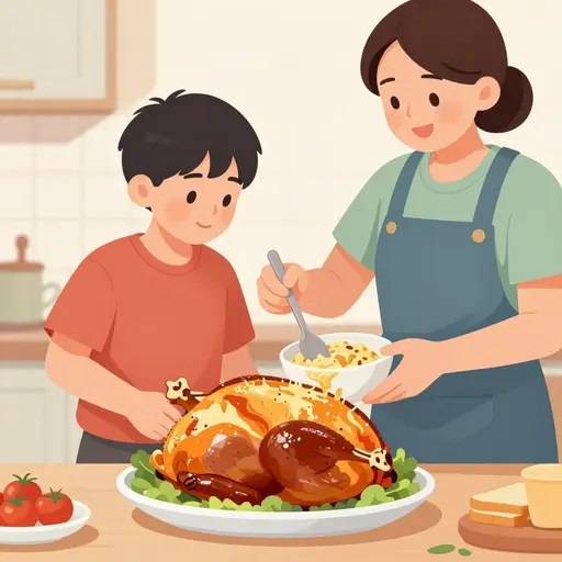用这种面包混合料填满火鸡。
