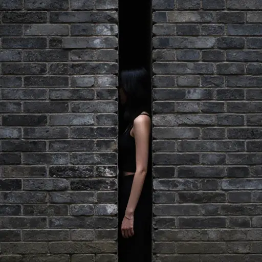 她从墙上的一个狭窄缝隙挤了过去。