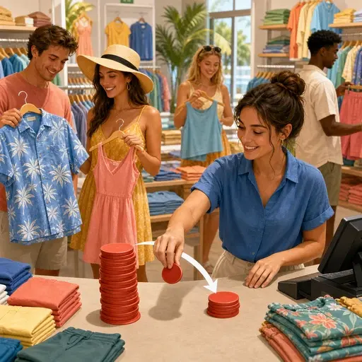 这家商店所有夏季服装打七折。