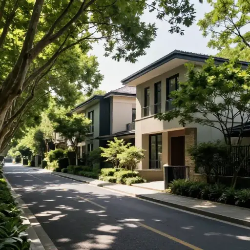 他们住在一栋漂亮的联排别墅里，位于一条绿树成荫的大道上。