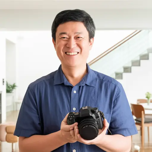 我爸爸买了一台新的数码相机。
