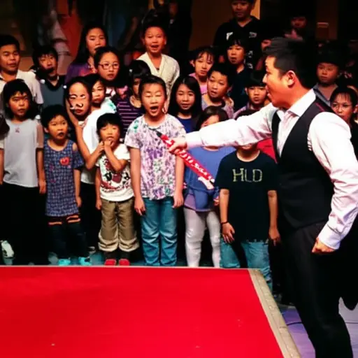 孩子们对魔术师的表演非常着迷。