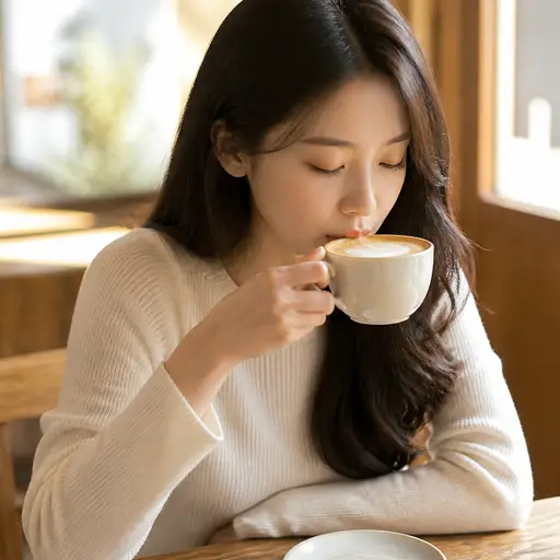她点了一杯低脂拿铁，因为她喜欢用低脂牛奶制作的咖啡。