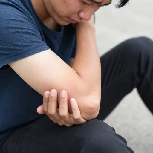 那次摔倒后，我敢肯定我的胳膊肘会有一块淤青。