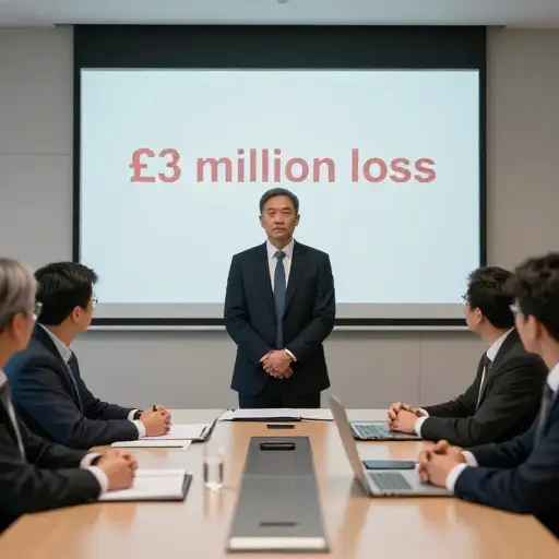该公司宣布了税前三百万英镑的亏损。