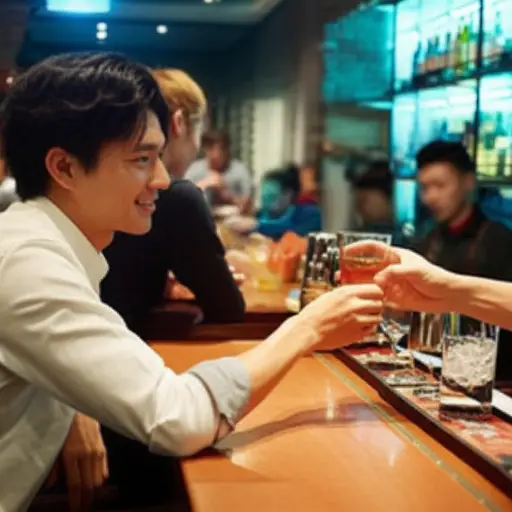 他经常在酒吧里蹭别人的酒喝。