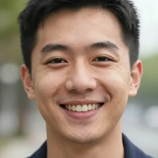 他脸上带着微笑。