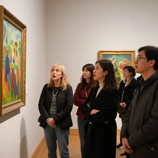 在画廊里，所有人都无法将目光从那幅惊艳的画作上移开。