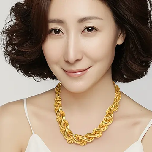 我妈妈有一条漂亮的金项链。
