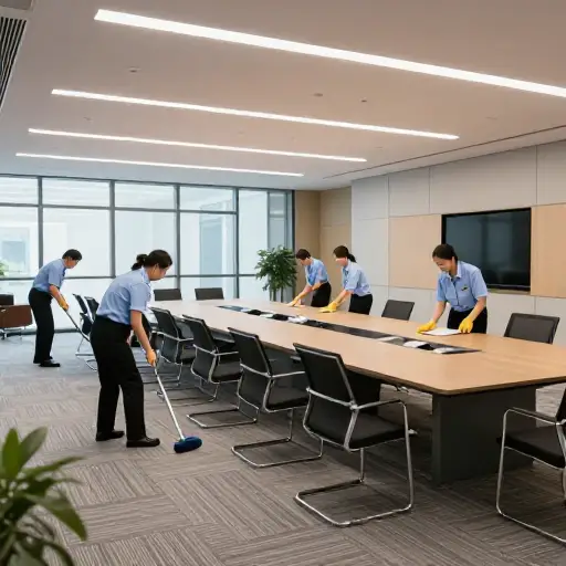 公司为大型会议雇佣了一群清洁工。
