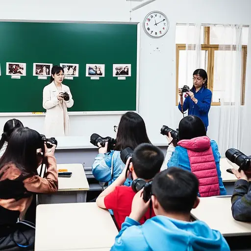 我们在学校学习摄影。