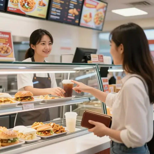 顾客正在柜台点餐。