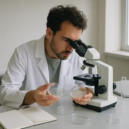 科学家正在显微镜下比较这两个样本。