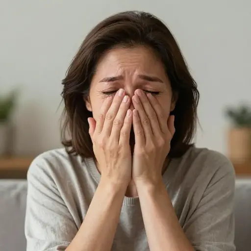 当她被告知丈夫还活着时，她喜极而泣。