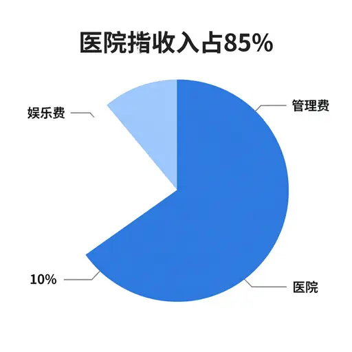 我们不仅达到了目标数字，而且，产生的收入的85%去了医院，只有10%和5%分别用于娱乐费用和管理费用。