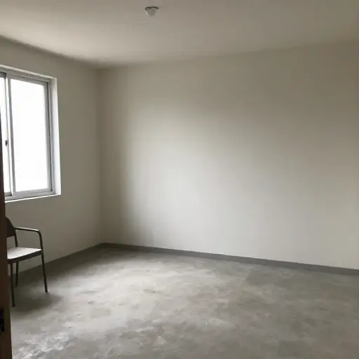 他住在一个空荡荡的公寓里，家具极少。