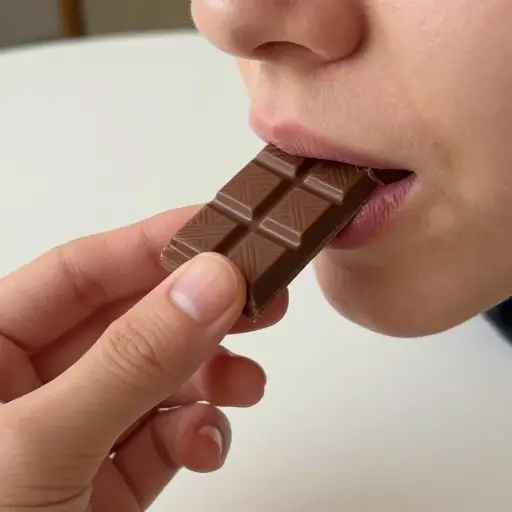 我偶尔会吃一块巧克力，但这相当罕见。