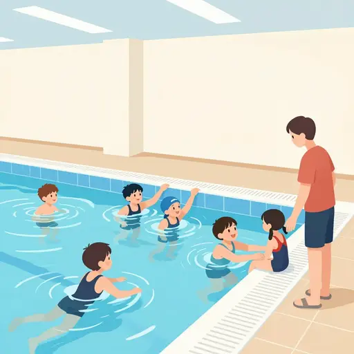 孩子们已经开始学游泳了。