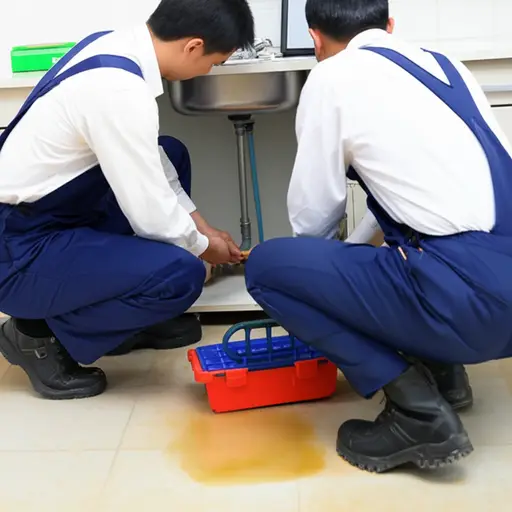 我们叫了水管工来修理水槽下漏水的水管。