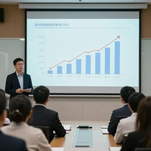 演讲者用图表说明了销售额的快速增长。