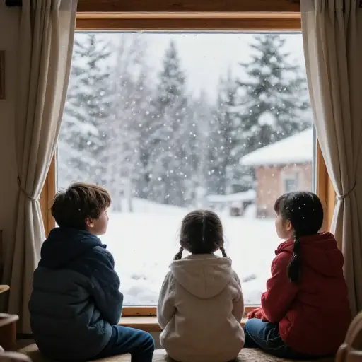 因为下雪，孩子们被告知待在家里。