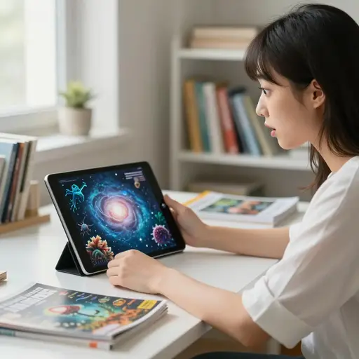 她对最新的科学发现非常着迷。