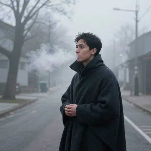 他在寒冷的早晨穿了一件厚实的披风。
