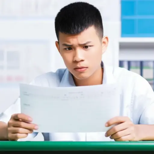 他对这次考试的结果感到不确定。