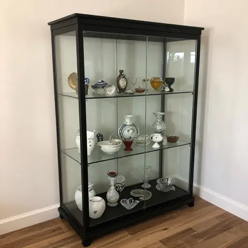 她的藏品大多是易碎的装饰品，所以她把它们放在展示柜里。