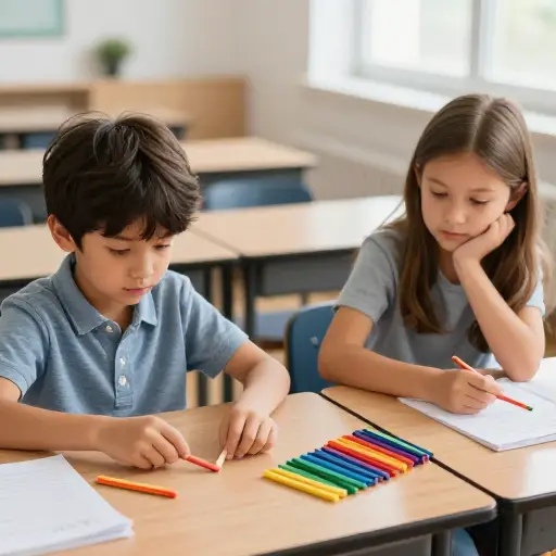 孩子们正在学习两位数减法的基本概念。