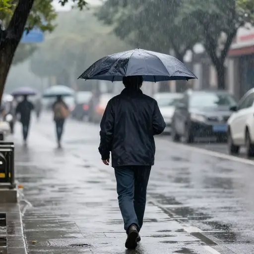 早上出门时天空开始下小雨。