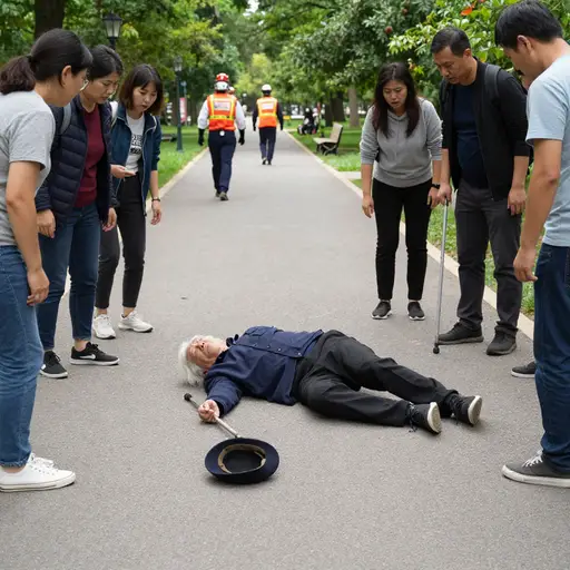 那位老人在公园散步时突然猝死。
